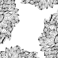 Frame with floral nature leaves,  pattern design. Hand drawn pattern plant, decoration banner and invitation. Vector illustration.