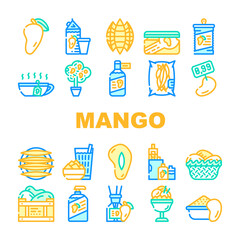 Mango Tropical Fruit Collection Icons Set Vector