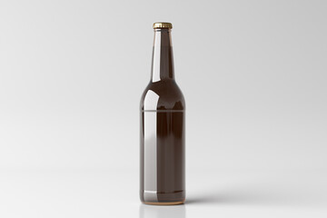 Beer bottle 500ml mock up on white background.