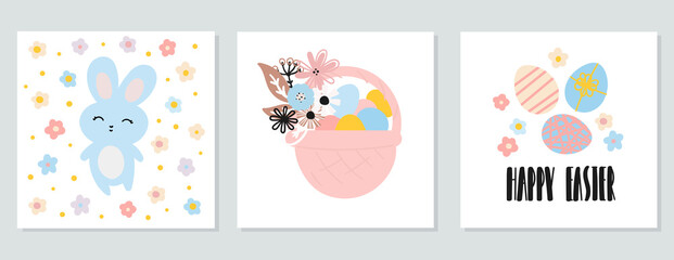 A set of Easter cards Cute bunny