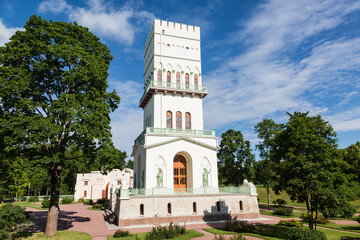 White Tower pavilion in Alexander park in Pushkin (Tsarskoye Selo), Saint-Petersburg, Russia