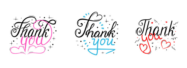 Vector calligraphic composition, lettering Thank you