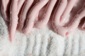 close up macro texture of bath salt and scrub cream