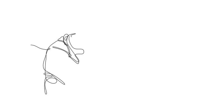 Self-drawing animation of continous line drawing of exhausted nurse holding her face in her hands. Healthcare concept in time of covid-19 pandemic. Black line on white background 9 video