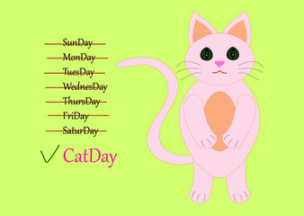 vector soft toy cat illustration (days of the week)