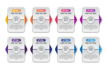 Infographic concept  for business. 8 steps infographics label design