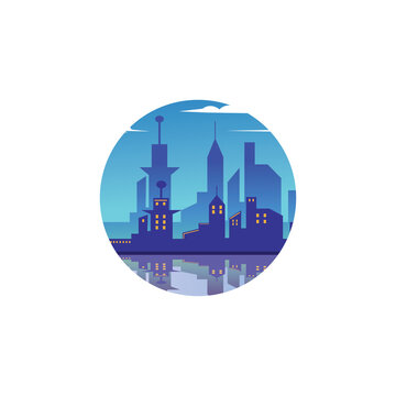 circle view of a city building vector illustration