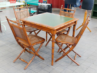 detail of old table in a open market