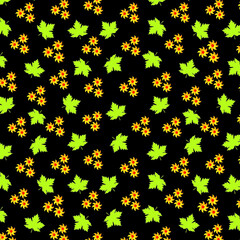 This is Modern style hand drawn, digital floral repeat pattern for textile fabric and all prints with black background