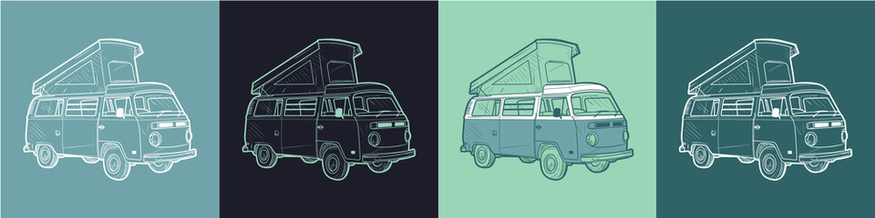 Van - Vanlife- Illustration - Editable © Manon