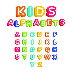 Colorful rounded kids alphabet vector