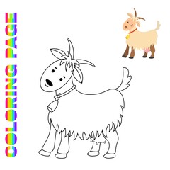 Coloring page with cartoon goat. Farm animal