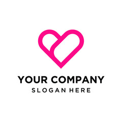 Heart and letter B logo design