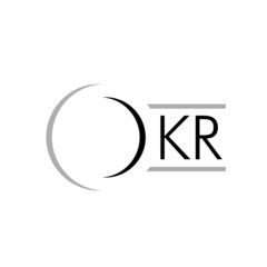 eglish letter o k r vector icon in black and white