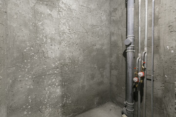 interior of the apartment without decoration in gray colors. rough finish