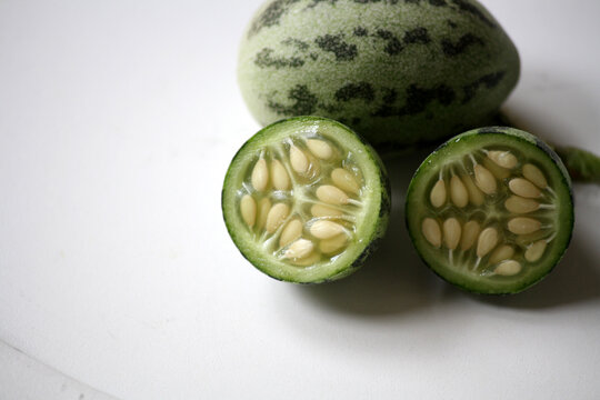 Prickly paddy melon (Cucumis myriocarpus) in a plate