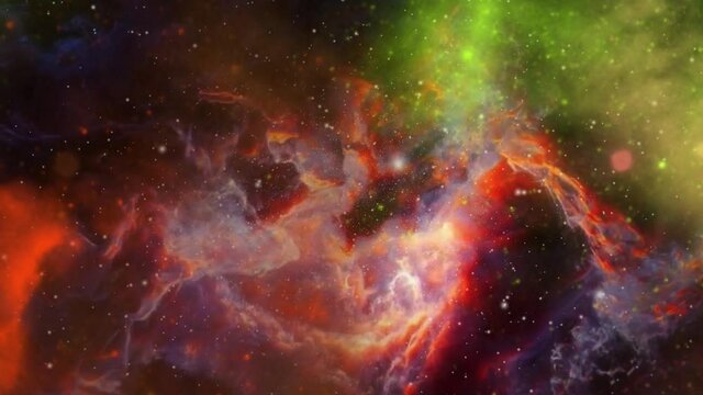 Nebula clouds move and merge into one in the universe.