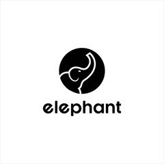 Elephant Logo Featuring Elephant Head and Trunk Elements for Wildlife and Safari Branding, Abstract Design with Mammoth and Ganesha Influence, Modern Minimalist Style for Nature and Zoo