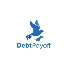 Fly Bird and Dove Logo Featuring Wings for Payoff and Debt Relief Concept, Modern Minimalist Design for Accounting and Business Marketing, Symbolizing Financial Flight and Loan Solutions