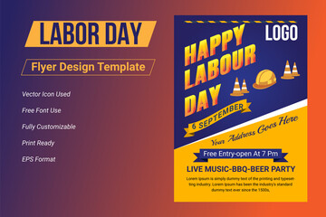 Labor day sale promotion advertising flyer, banner template. American labor day wallpaper. Labor Day Poster, voucher discount. Vector illustration.