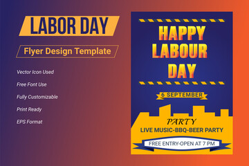 Labor day sale promotion advertising flyer, banner template. American labor day wallpaper. Labor Day Poster, voucher discount. Vector illustration.