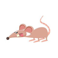 Vector cartoon funny mouse animal isolated on white background. Little cute smiling mice character