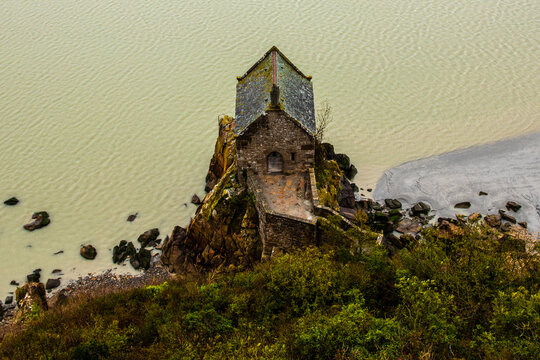 Old chapel in Mont Saint Michel bay