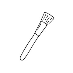 Doodle image of a comedic brush for masks and makeup. Hand-drawn illustration. Vector image for various designs.