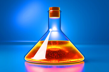 Erlenmeyer Flask with chemical liquid 3D Illustration