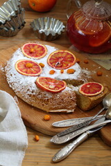 Orange pie with fruit tea