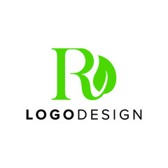 Letter R with leaf logo design