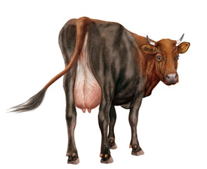 vache laitière, du dos, animal, ferme, bétail, tête tête roux,  blanc, brun, agriculture, gazon, mollet, bétail, taureau, vache laitière, champ, mammifère, isolé, boeuf, exploitation laitière, prairie