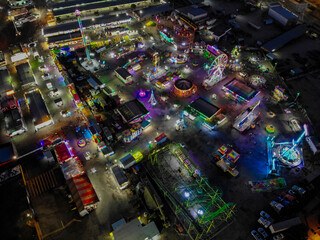 Vista aéreas del area de juegos mecánicos e instalaciones de Expogan o Feria Ganadera en la Union Ganadera Regional de Sonora (UGRS). © photoluis1