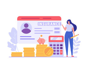 Financial insurance. People saving money and protecting bank deposit. Safety investment. Concept of money protection, guarantee. Financial saving insurance. Vector illustration in flat design
