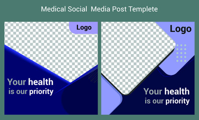Medical social media post template. Editable Healthcare Banner.