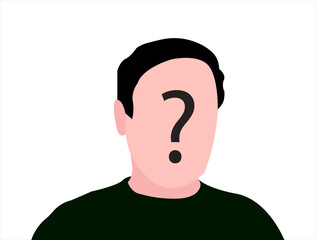 Unknown person concept. Human head with no face and question mark. Anonymous person