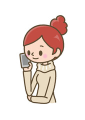 スマートフォンで話す女性