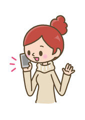 スマートフォンで話す女性＿弾む会話