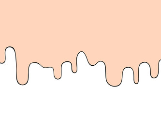 Dripping pink cream with black outline. Background with copy space. Vector illustration