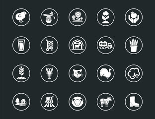 Set of outline signs and symbols farm. Collection vector icons and infographics elements. Simple linear pictogram pack for web graphics and apps