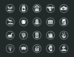 Set of outline signs and symbols farm. Collection vector icons and infographics elements. Simple linear pictogram pack for web graphics and apps