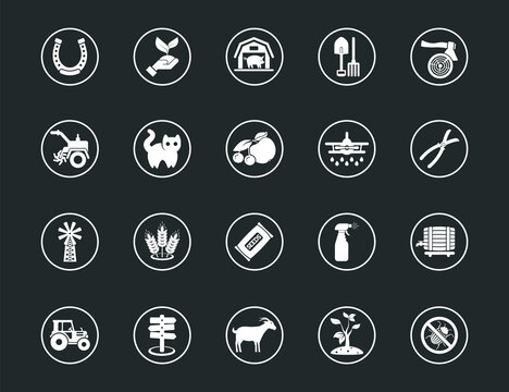 Set of outline signs and symbols farm. Collection vector icons and infographics elements. Simple linear pictogram pack for web graphics and apps
