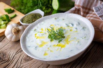 Traditional delicious appetizer; tzatziki (Turkish name; cacik)