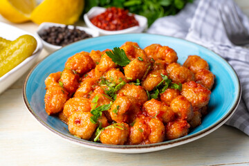 Turkish foods; bulgur garlic meatball (Turkish name; Sarimsakli bulgur kofte)
