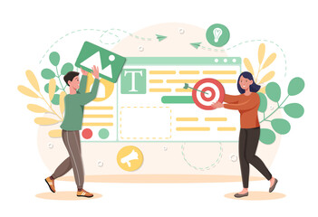 Business analysis growth strategy financial goal concept. Flat abstract metaphor outline cartoon vector illustration concept isolated on white background. Website web page landing page template design