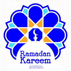 Flat Ramadan Kareem illustrations. Islamic pattern.
