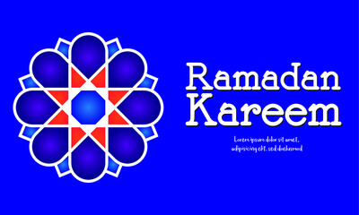 Flat Ramadan Kareem illustrations and islamic pattern.