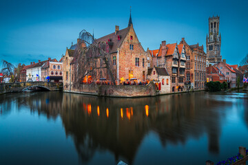 Fototapeta na wymiar Bruges, Belgium Night Scene