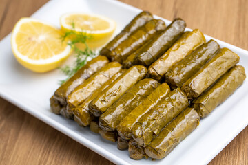 Turkish foods; stuffed leaves (yaprak sarma dolma)