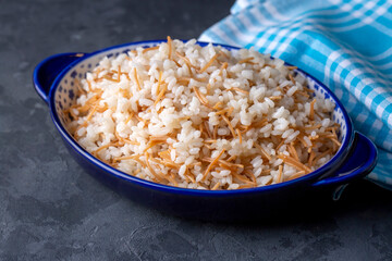 Traditional delicious Turkish food; Turkish rice pilav